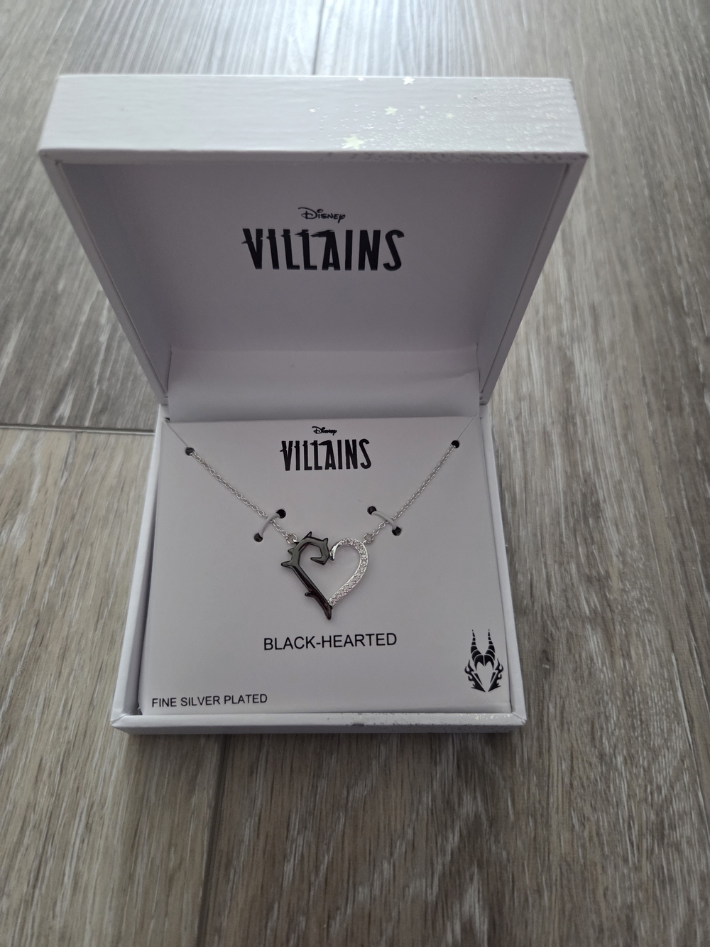 Disney Villains Black and Silver Heart Pendant Necklace